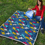 Doodle Shark Pattern Print Quilt