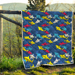 Doodle Shark Pattern Print Quilt