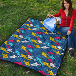 Doodle Shark Pattern Print Quilt