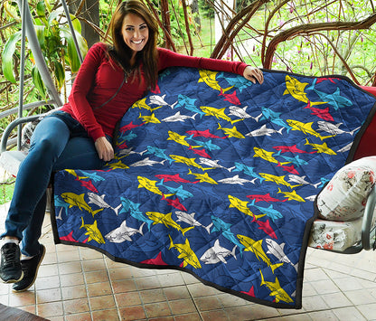 Doodle Shark Pattern Print Quilt