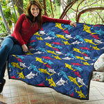 Doodle Shark Pattern Print Quilt