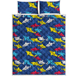 Doodle Shark Pattern Print Quilt Bed Set