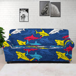 Doodle Shark Pattern Print Sofa Cover