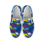 Doodle Shark Pattern Print White Slip On Shoes