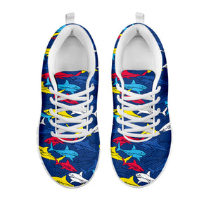 Doodle Shark Pattern Print White Sneakers