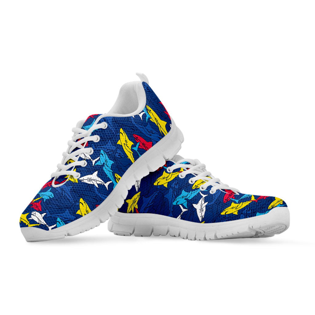 Doodle Shark Pattern Print White Sneakers