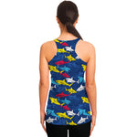 Doodle Shark Pattern Print Women's Racerback Tank Top