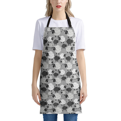 Doodle Sheep Pattern Print Apron