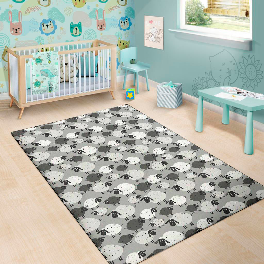 Doodle Sheep Pattern Print Area Rug