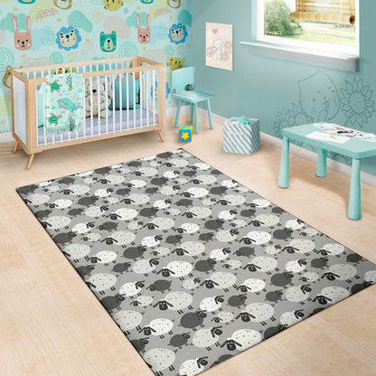 Doodle Sheep Pattern Print Area Rug