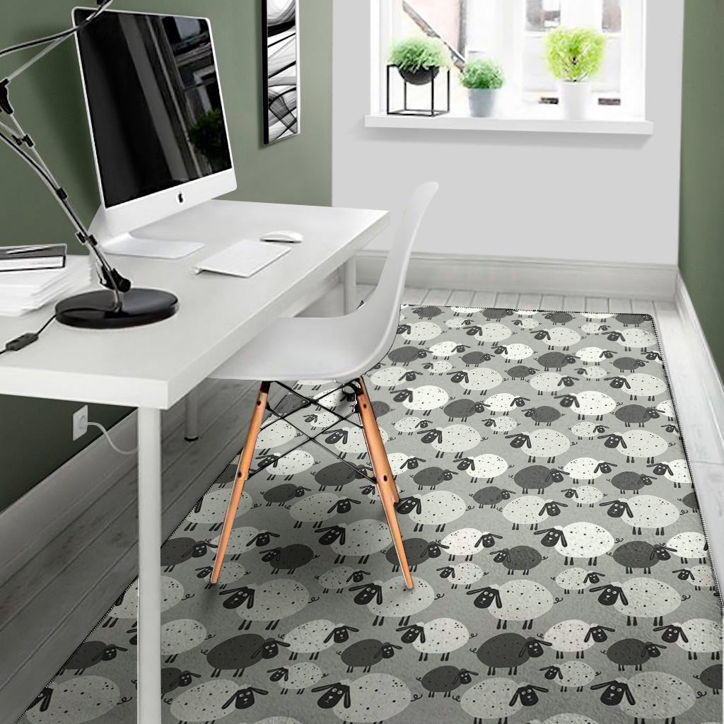 Doodle Sheep Pattern Print Area Rug