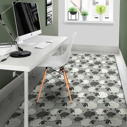 Doodle Sheep Pattern Print Area Rug