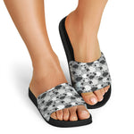 Doodle Sheep Pattern Print Black Slide Sandals