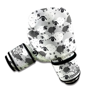 Doodle Sheep Pattern Print Boxing Gloves