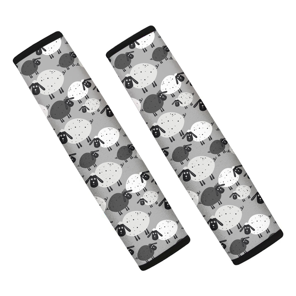 Doodle Sheep Pattern Print Car Seat Belt Covers