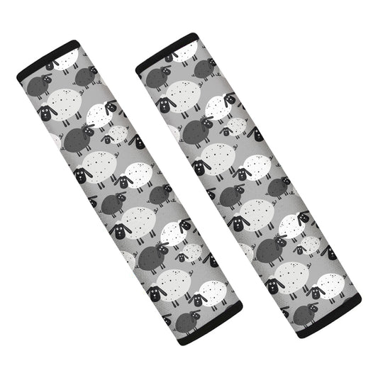 Doodle Sheep Pattern Print Car Seat Belt Covers