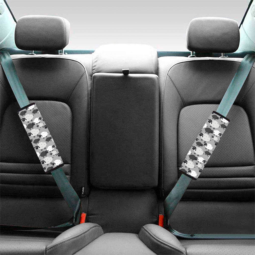Doodle Sheep Pattern Print Car Seat Belt Covers