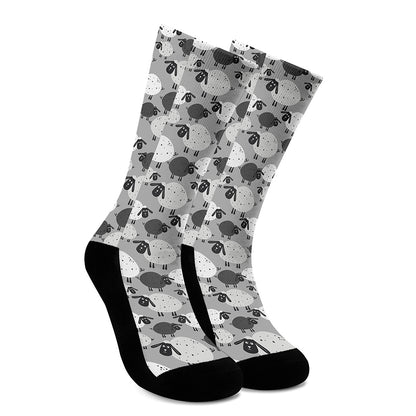 Doodle Sheep Pattern Print Crew Socks