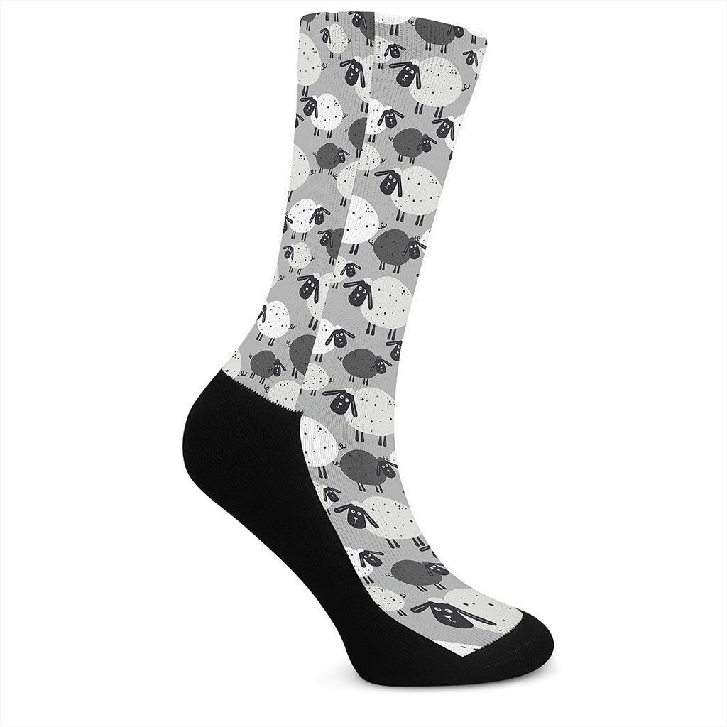 Doodle Sheep Pattern Print Crew Socks