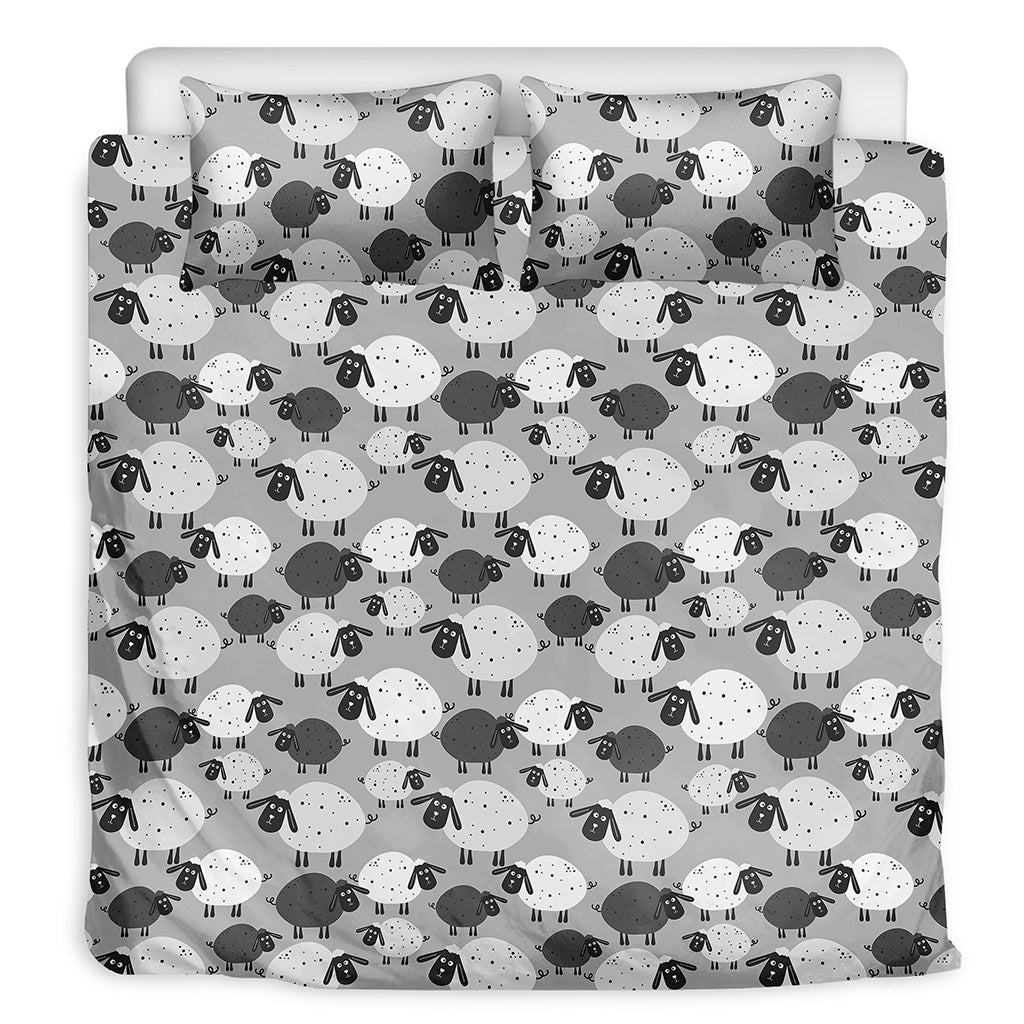 Doodle Sheep Pattern Print Duvet Cover Bedding Set