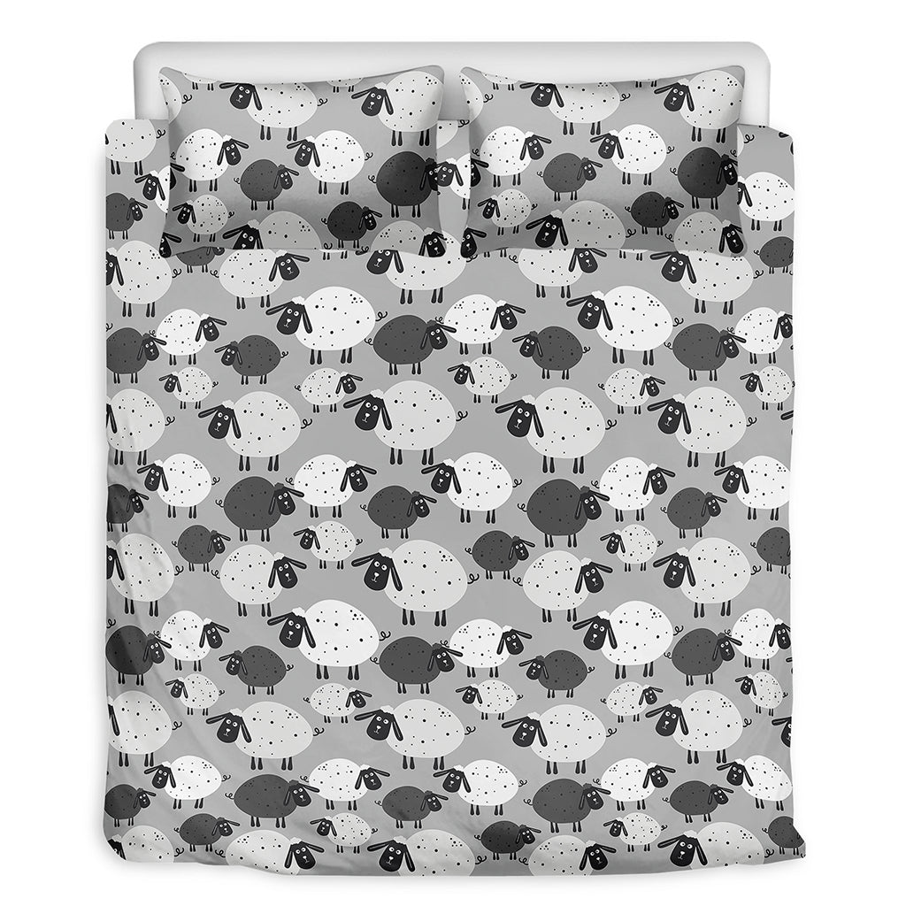 Doodle Sheep Pattern Print Duvet Cover Bedding Set