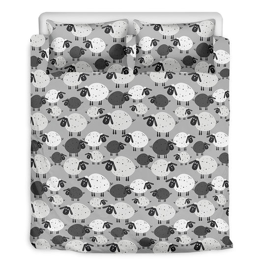 Doodle Sheep Pattern Print Duvet Cover Bedding Set