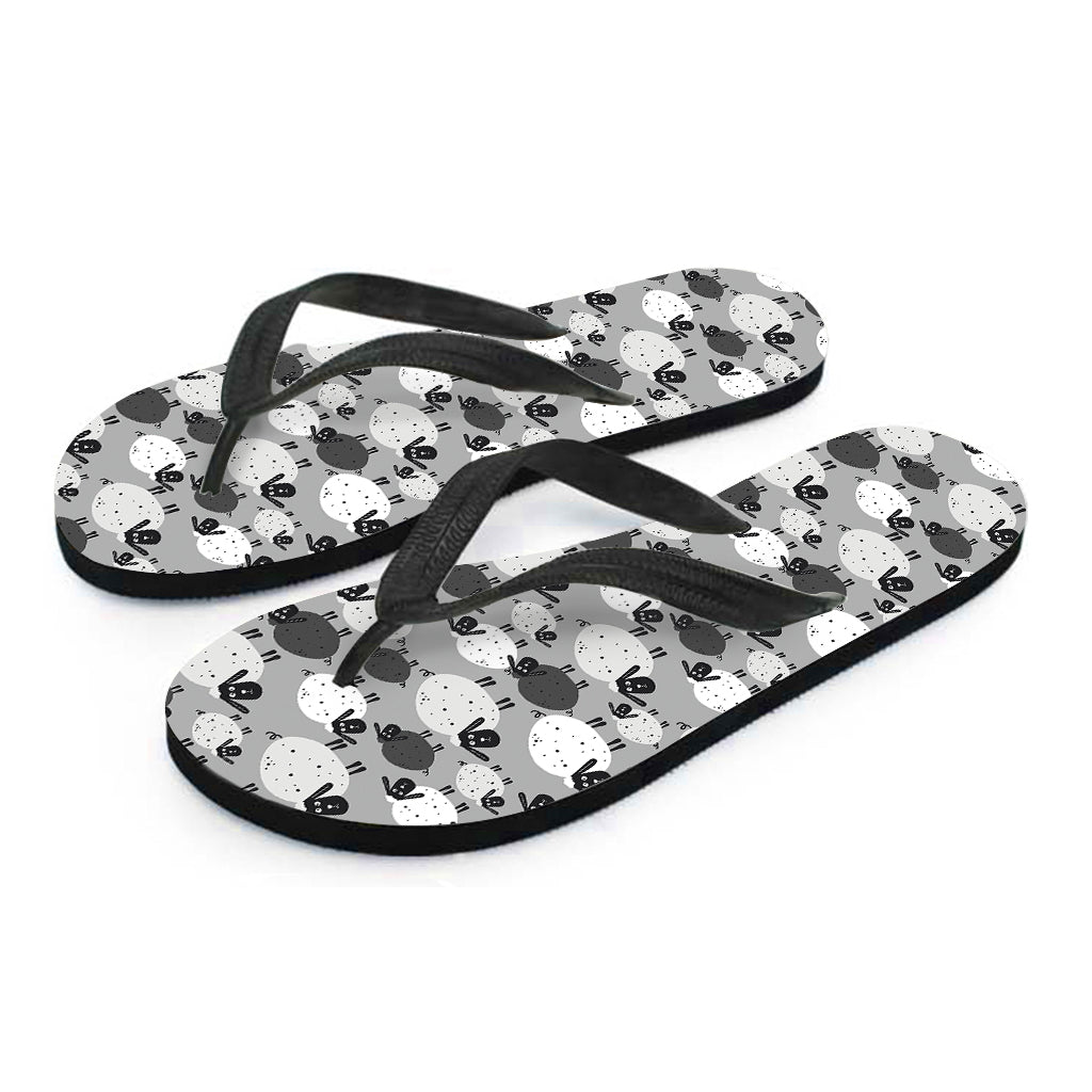 Doodle Sheep Pattern Print Flip Flops