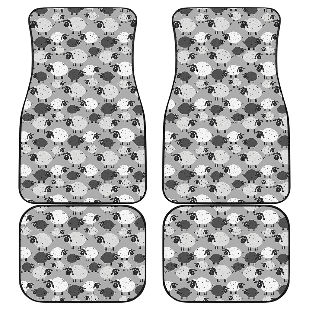 Doodle Sheep Pattern Print Front and Back Car Floor Mats