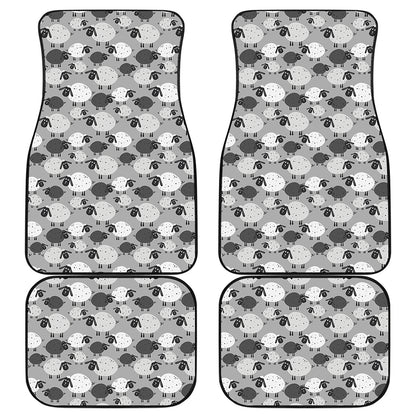 Doodle Sheep Pattern Print Front and Back Car Floor Mats