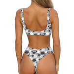 Doodle Sheep Pattern Print Front Bow Tie Bikini
