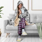 Doodle Sheep Pattern Print Hooded Blanket
