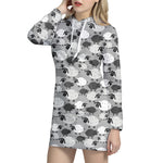 Doodle Sheep Pattern Print Hoodie Dress