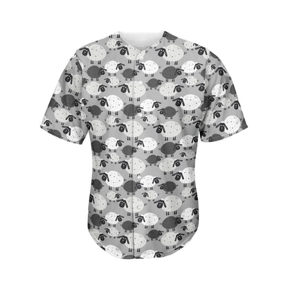 Doodle Sheep Pattern Print Men's Baseball Jersey