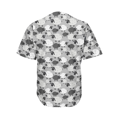 Doodle Sheep Pattern Print Men's Baseball Jersey