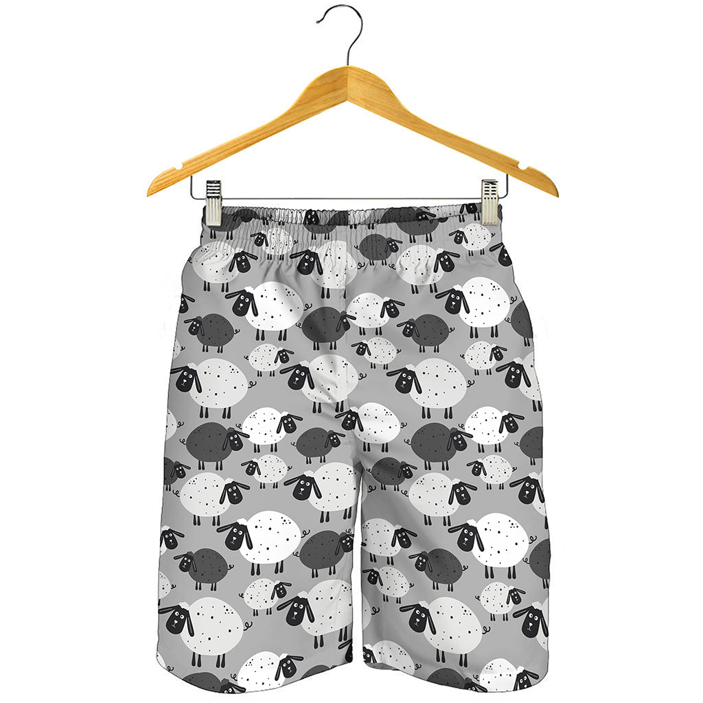 Doodle Sheep Pattern Print Men's Shorts