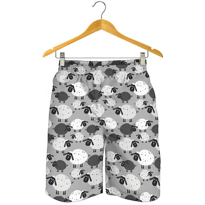 Doodle Sheep Pattern Print Men's Shorts