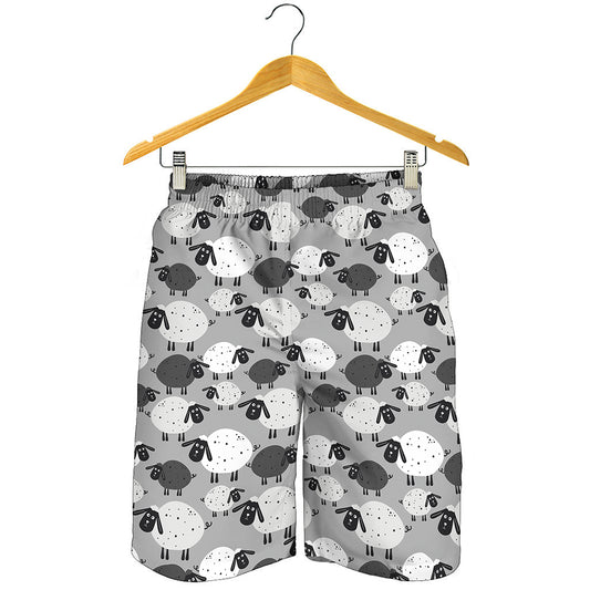 Doodle Sheep Pattern Print Men's Shorts
