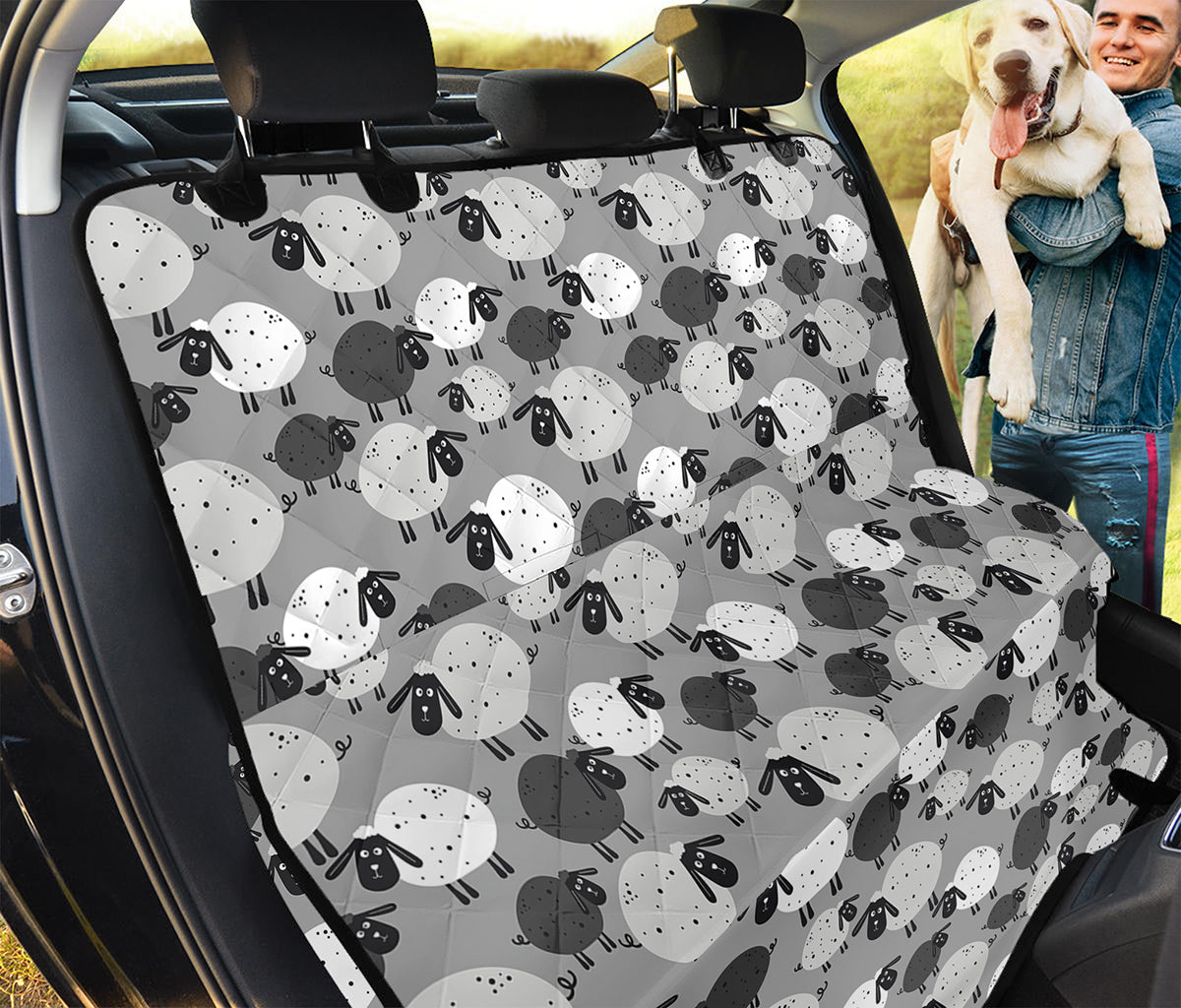 Doodle Sheep Pattern Print Pet Car Back Seat Cover