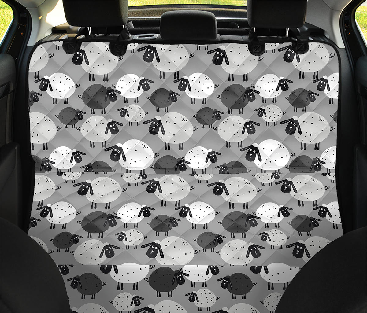 Doodle Sheep Pattern Print Pet Car Back Seat Cover