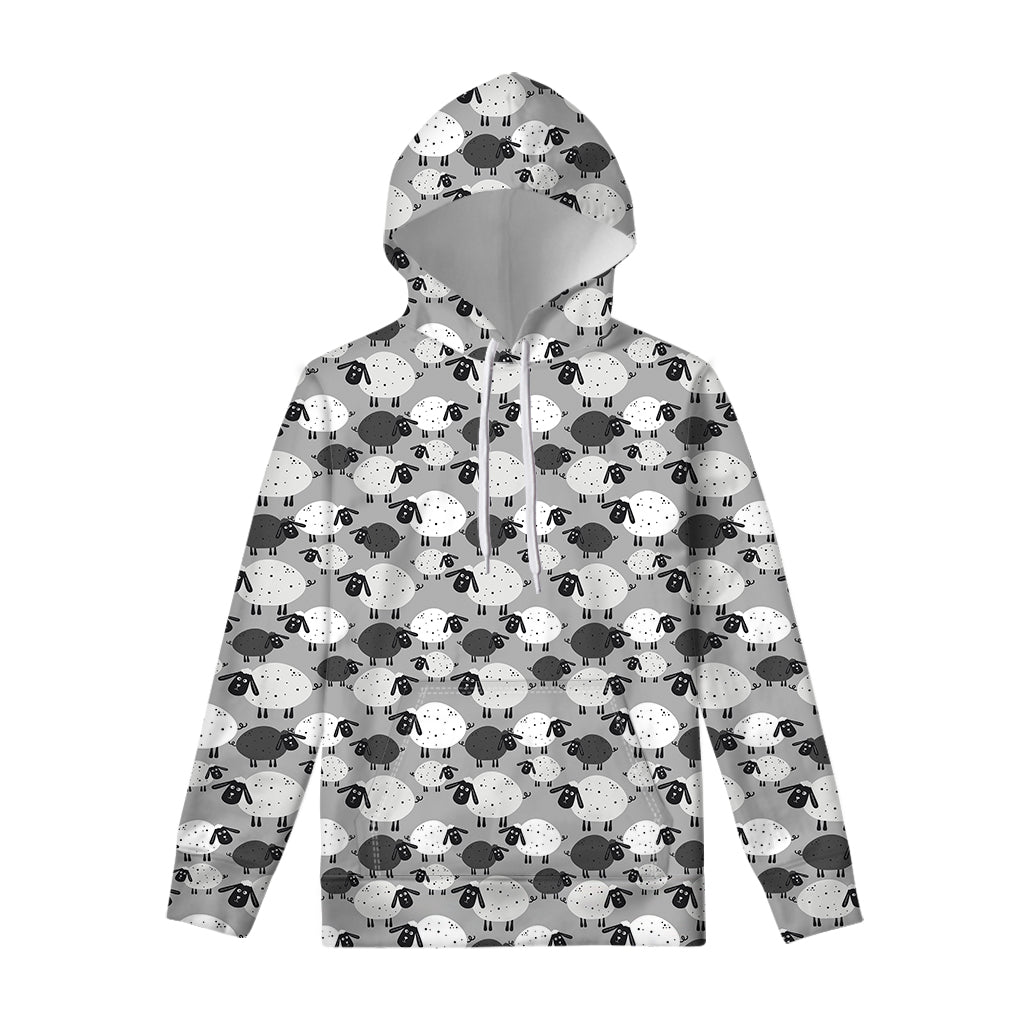 Doodle Sheep Pattern Print Pullover Hoodie
