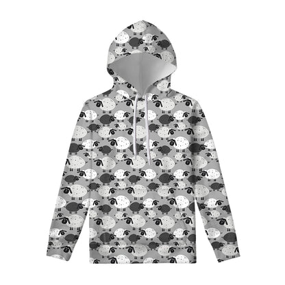 Doodle Sheep Pattern Print Pullover Hoodie