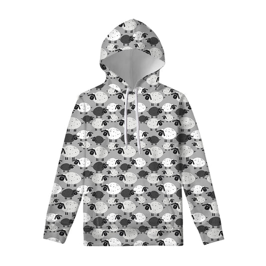 Doodle Sheep Pattern Print Pullover Hoodie