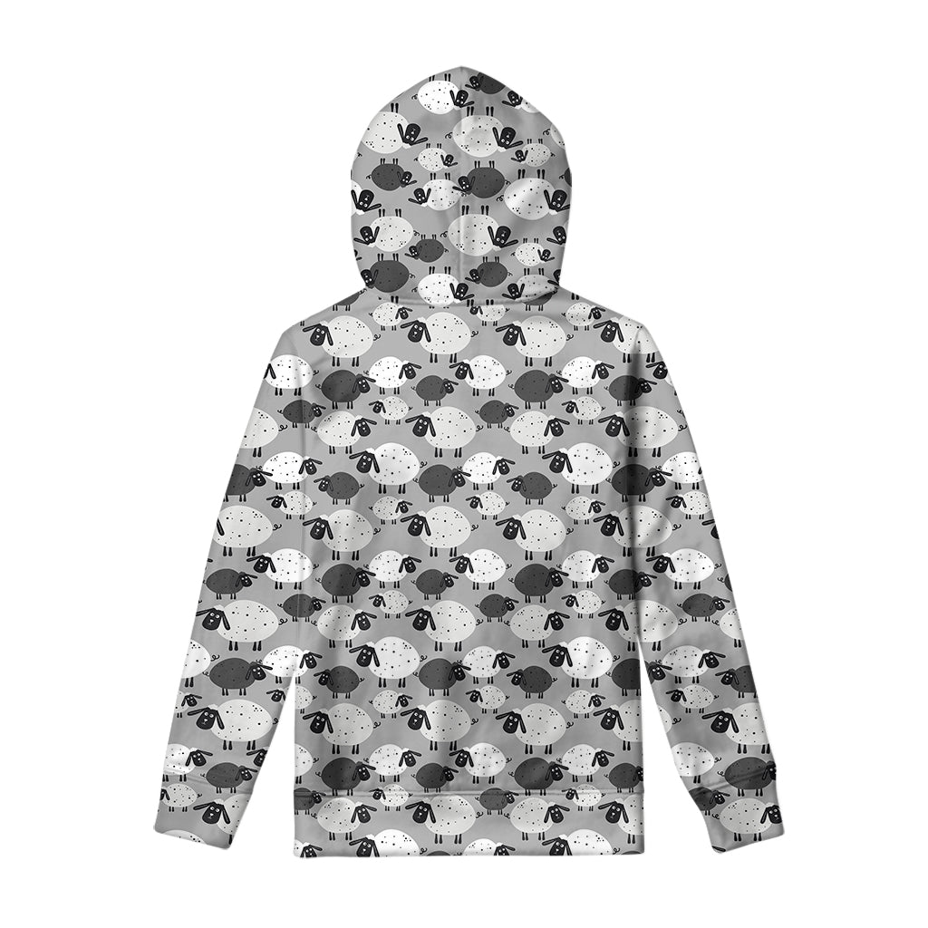 Doodle Sheep Pattern Print Pullover Hoodie