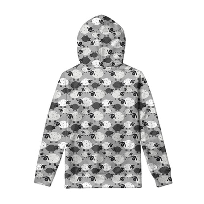 Doodle Sheep Pattern Print Pullover Hoodie