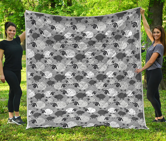 Doodle Sheep Pattern Print Quilt