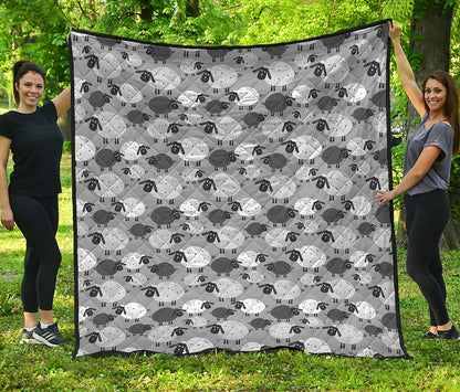Doodle Sheep Pattern Print Quilt