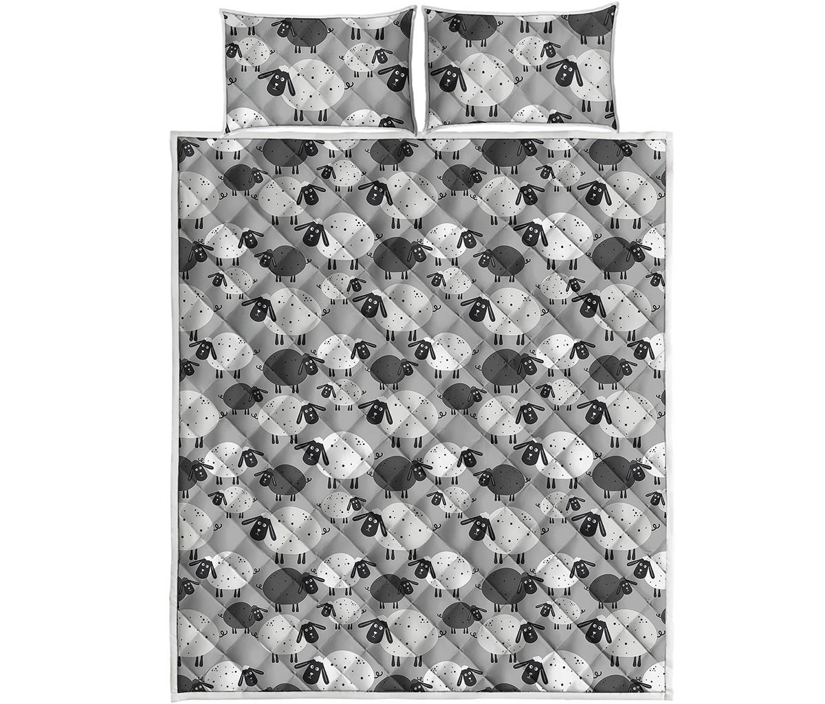 Doodle Sheep Pattern Print Quilt Bed Set