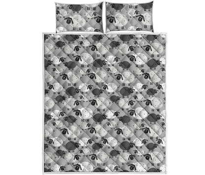 Doodle Sheep Pattern Print Quilt Bed Set