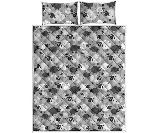 Doodle Sheep Pattern Print Quilt Bed Set