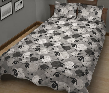 Doodle Sheep Pattern Print Quilt Bed Set